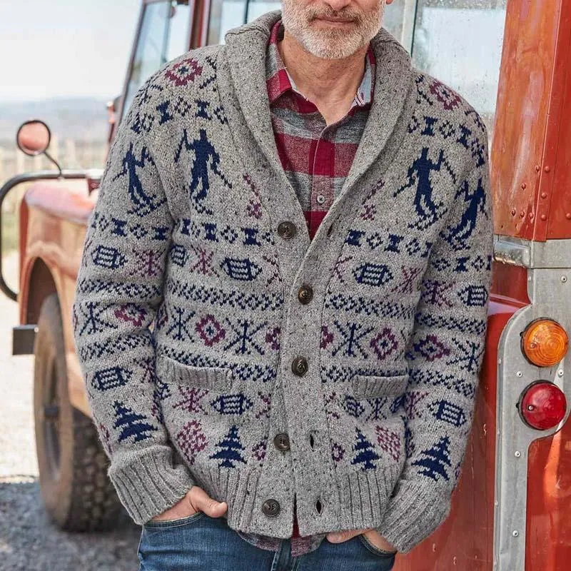 Men's Lapel Vintage Jacquard Single Breasted Knitted Cardigan 51896786M sold by Manly product image thumbnail 3