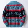 Men's Vintage Contrast Jacquard Lapel Single Breasted Knit Cardigan 17776549M sold by Manly