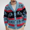 Men's Vintage Contrast Jacquard Lapel Single Breasted Knit Cardigan 17776549M sold by Manly