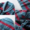 Men's Vintage Contrast Jacquard Lapel Single Breasted Knit Cardigan 17776549M sold by Manly