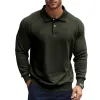 Men's Casual Solid Color Lapel Raglan Long Sleeve Polo Shirt 47889552M sold by Manly