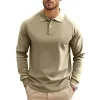 Men's Casual Solid Color Lapel Raglan Long Sleeve Polo Shirt 47889552M sold by Manly
