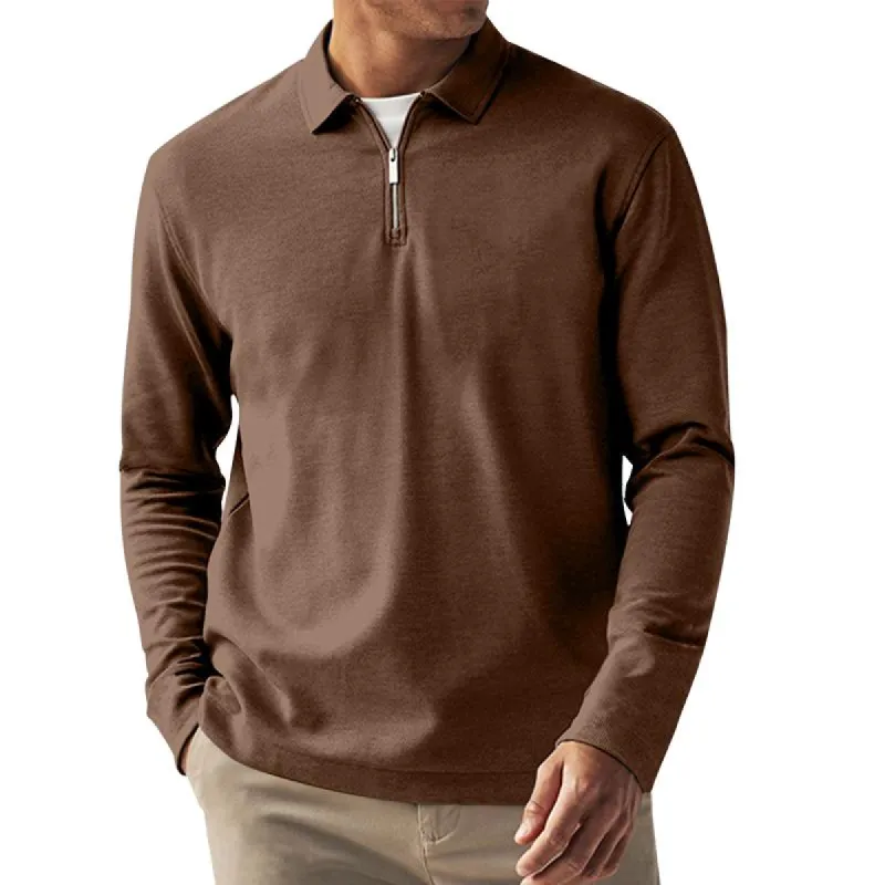 Men's Solid Color Zip-Up Collar Sweatshirt 94700179Y sold by Manly