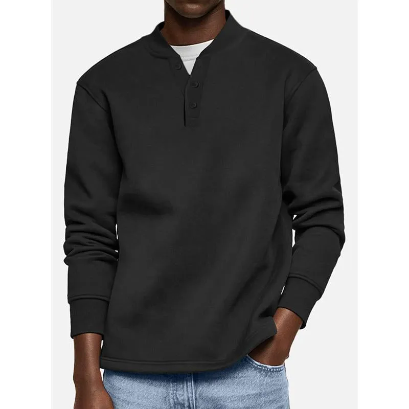 Men's Solid Henley Long Sleeve Sweatshirt 16949152Y sold by Manly product image thumbnail 5