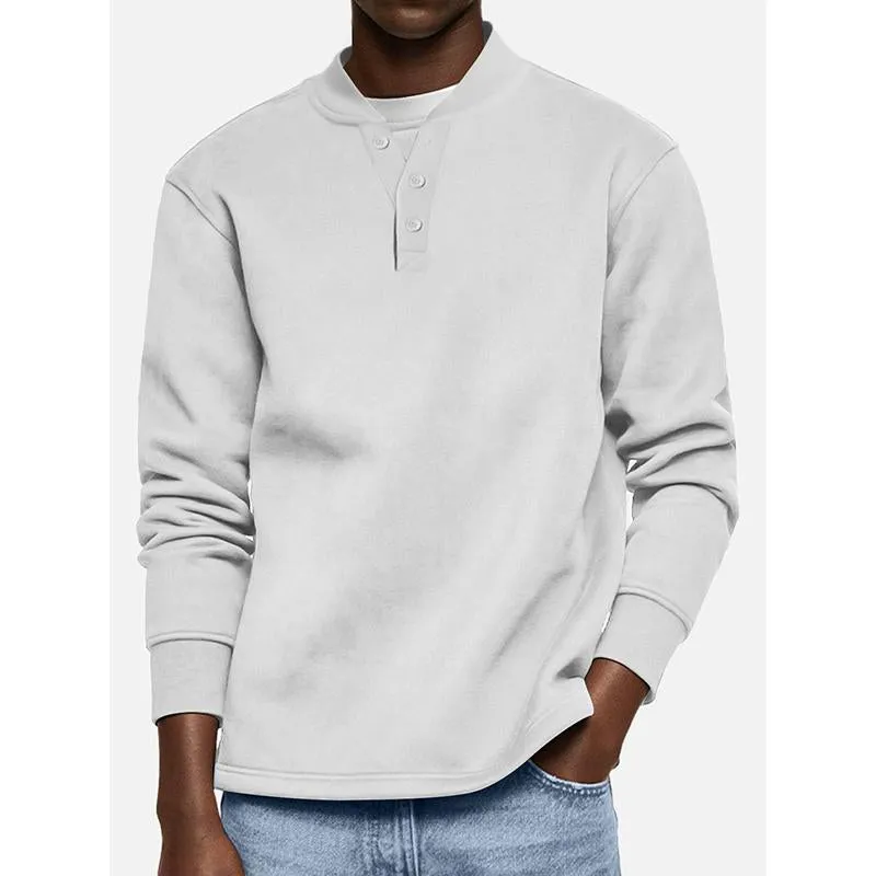 Men's Solid Henley Long Sleeve Sweatshirt 16949152Y sold by Manly product image thumbnail 4