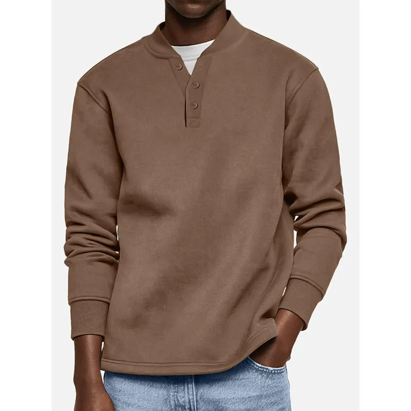 Men's Solid Henley Long Sleeve Sweatshirt 16949152Y sold by Manly product image thumbnail 2
