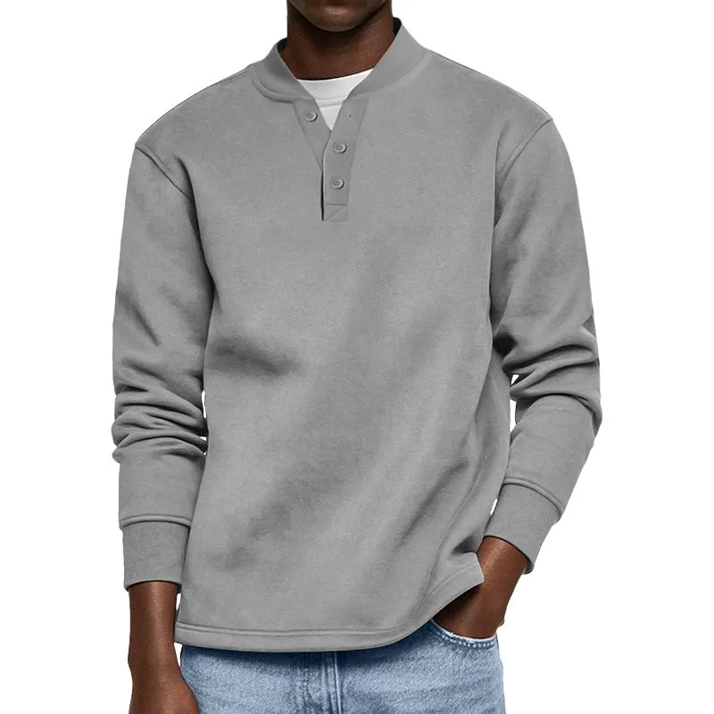 Men's Solid Henley Long Sleeve Sweatshirt 16949152Y sold by Manly
