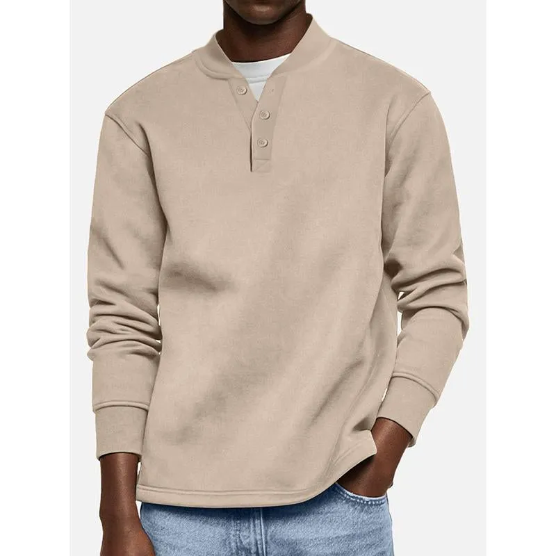 Men's Solid Henley Long Sleeve Sweatshirt 16949152Y sold by Manly product image thumbnail 3