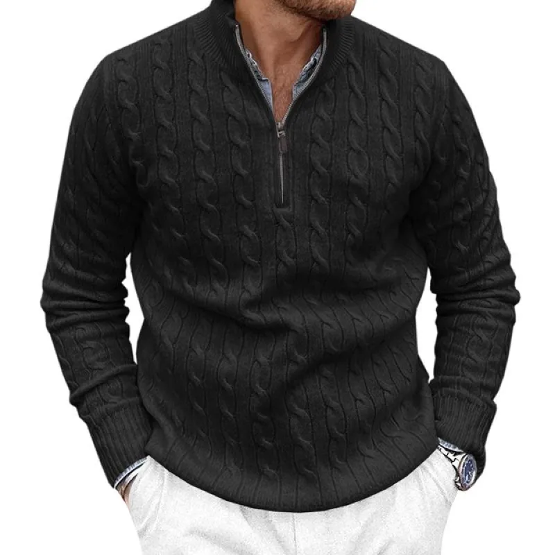 Men's Vintage Cable Slim Fit Zip Neck Sweater 20297713Y sold by Manly