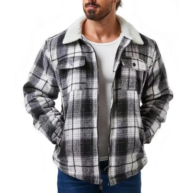 Men's Flannel Long Sleeve Lapel Fleece Jacket 41162756Y sold by Manly product image thumbnail 3