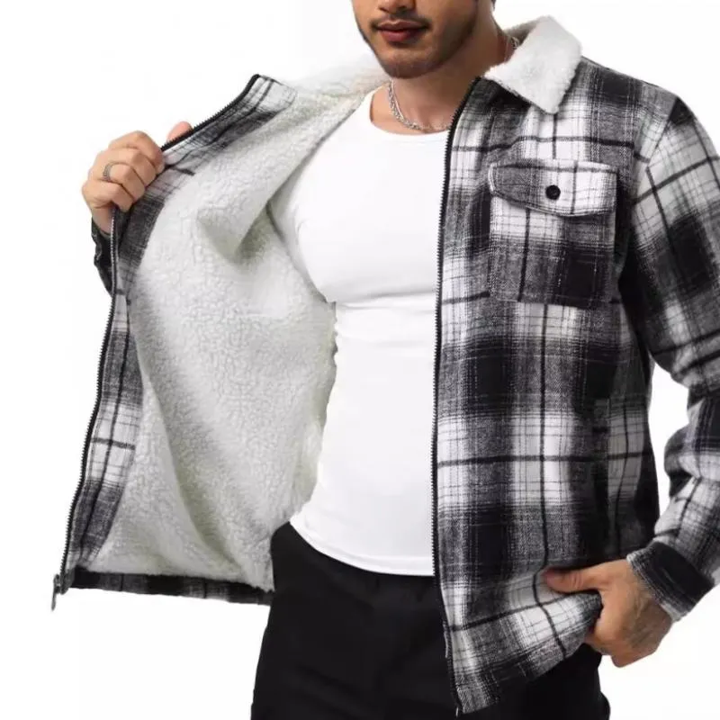 Men's Flannel Long Sleeve Lapel Fleece Jacket 41162756Y sold by Manly product image thumbnail 2