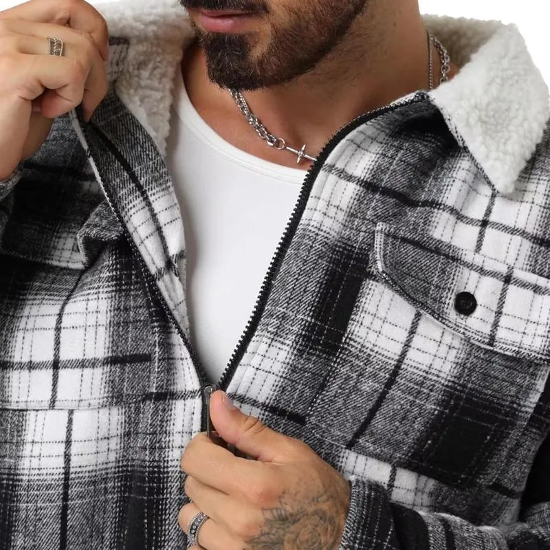 Men's Flannel Long Sleeve Lapel Fleece Jacket 41162756Y sold by Manly product image thumbnail 4