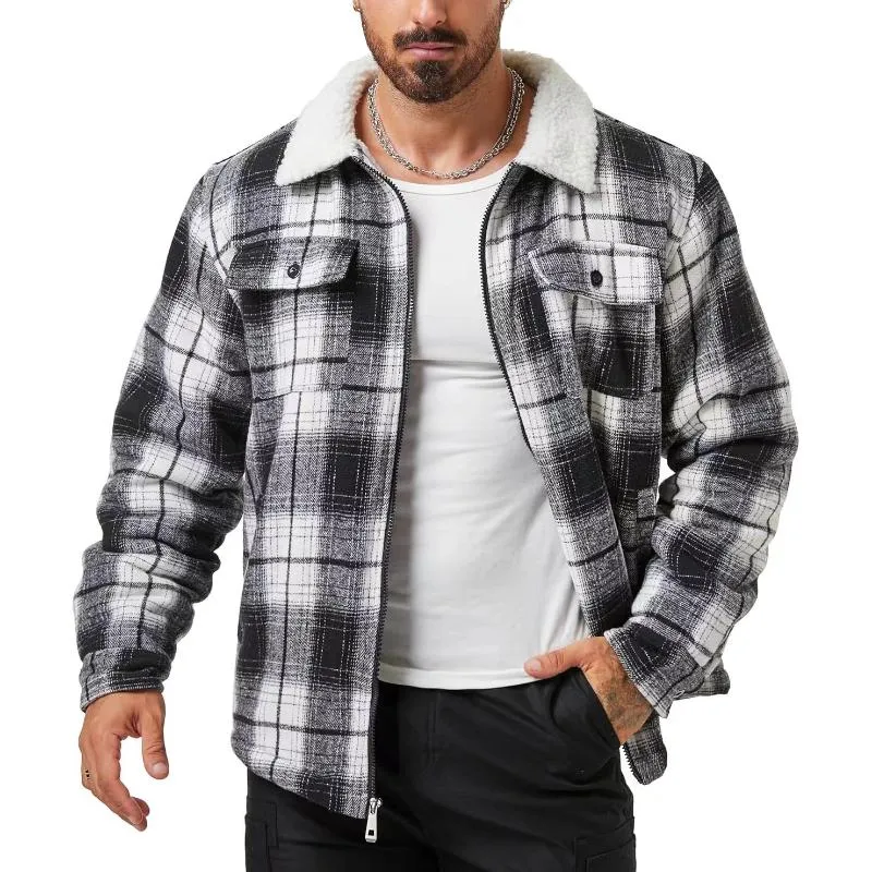 Men's Flannel Long Sleeve Lapel Fleece Jacket 41162756Y sold by Manly