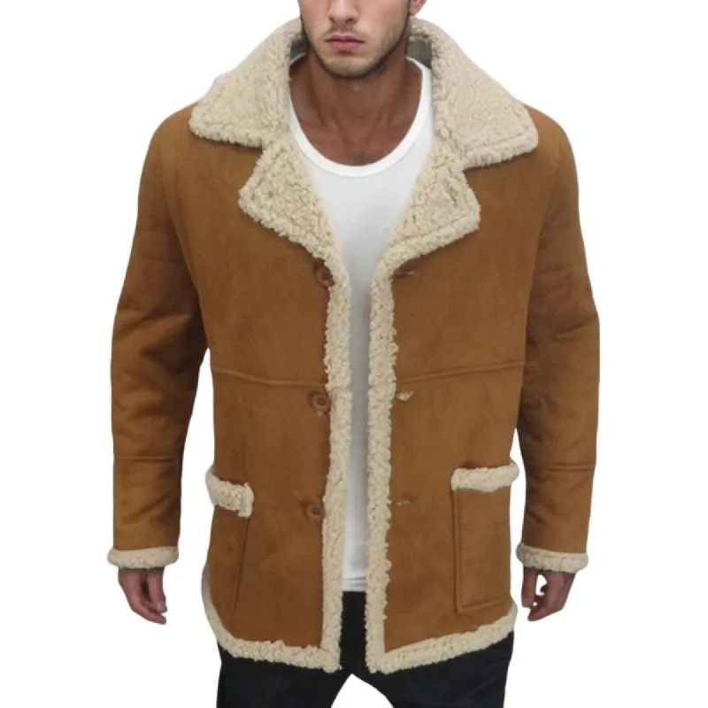Men's Solid Color Shearling Coat 94426097Y sold by Manly