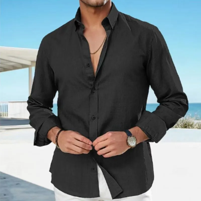 Men's Solid Long Sleeve Lapel Shirt 30109723Y sold by Manly product image thumbnail 2