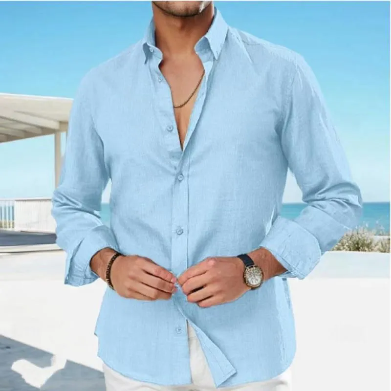 Men's Solid Long Sleeve Lapel Shirt 30109723Y sold by Manly product image thumbnail 5