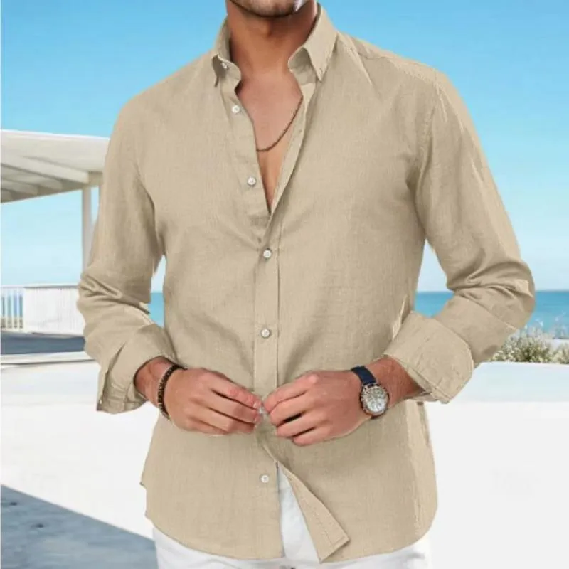 Men's Solid Long Sleeve Lapel Shirt 30109723Y sold by Manly product image thumbnail 3