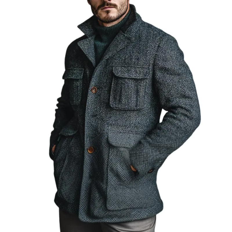 Men's Vintage Herringbone Multi-Pocket Blazer 02876757X sold by Manly