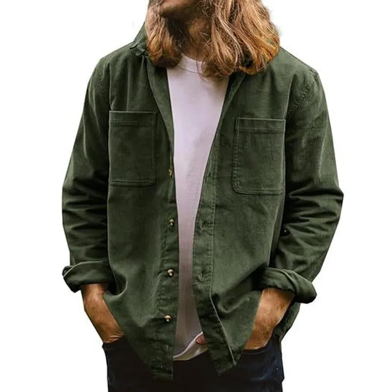 Men's Solid Casual Multi-Pocket Corduroy Shirt 81081936X sold by Manly product image thumbnail 4