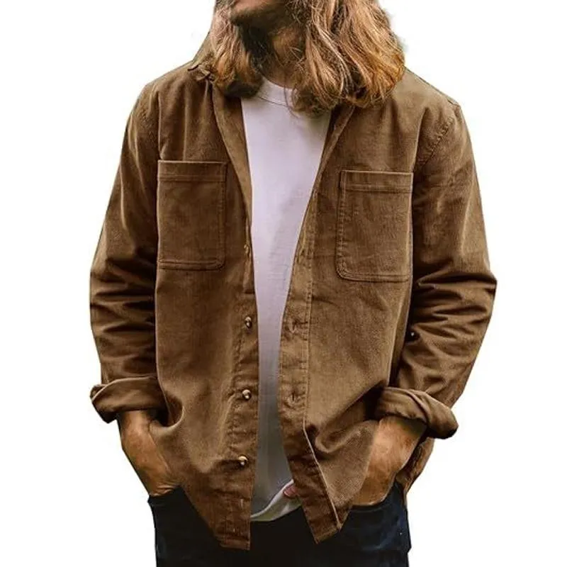 Men's Solid Casual Multi-Pocket Corduroy Shirt 81081936X sold by Manly product image thumbnail 3