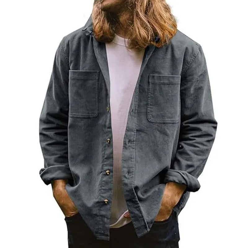Men's Solid Casual Multi-Pocket Corduroy Shirt 81081936X sold by Manly