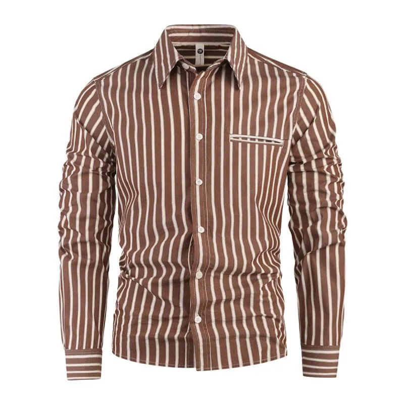 Men's Striped Casual Long Sleeve Lapel Shirt 84015166X sold by Manly
