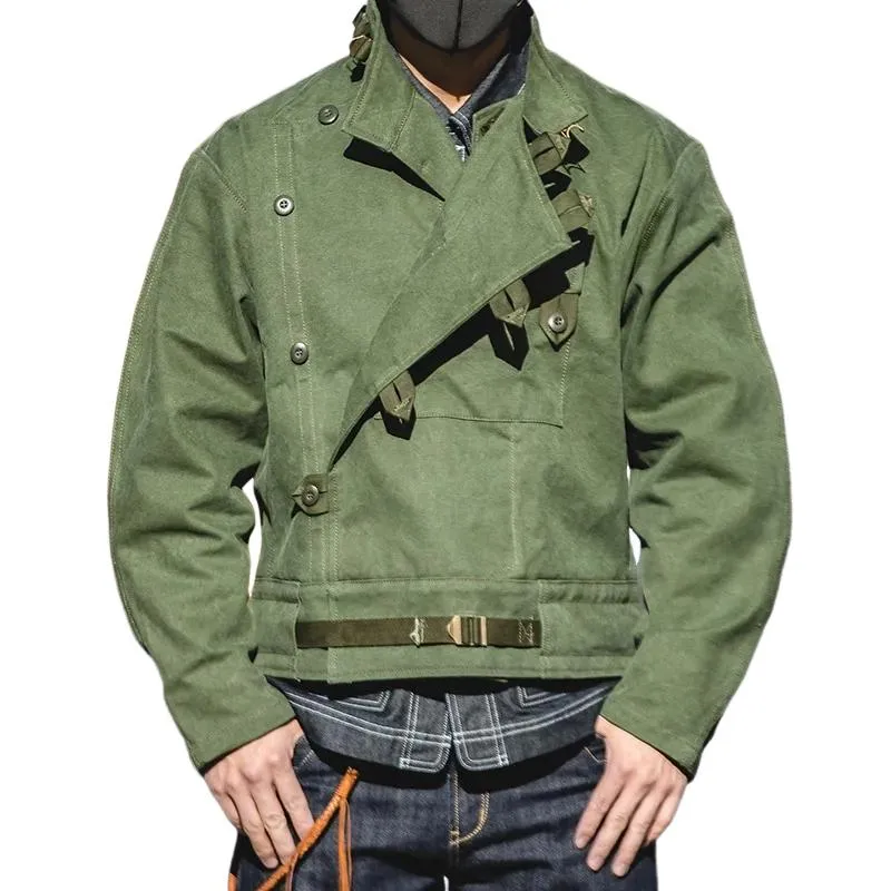 Men's Causal Outdoor Stand Collar Multi-Pocket Single Breasted Tactical Work Jacket 01000817M sold by Manly