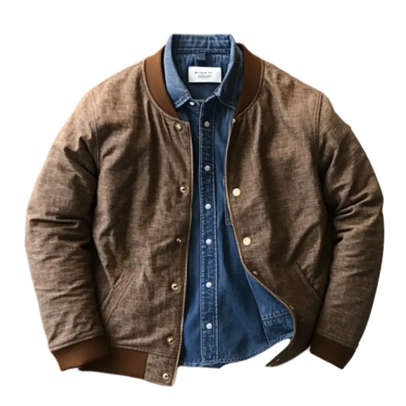 Men's Vintage Colorblock Single Breasted Bomber Jacket 04191466Y sold by Manly