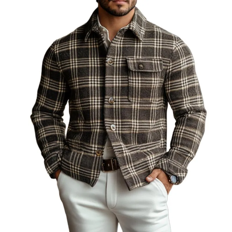 Men's Vintage Flannel Check Printed Chest Pocket Overshirt Jacket 74880746Y sold by Manly