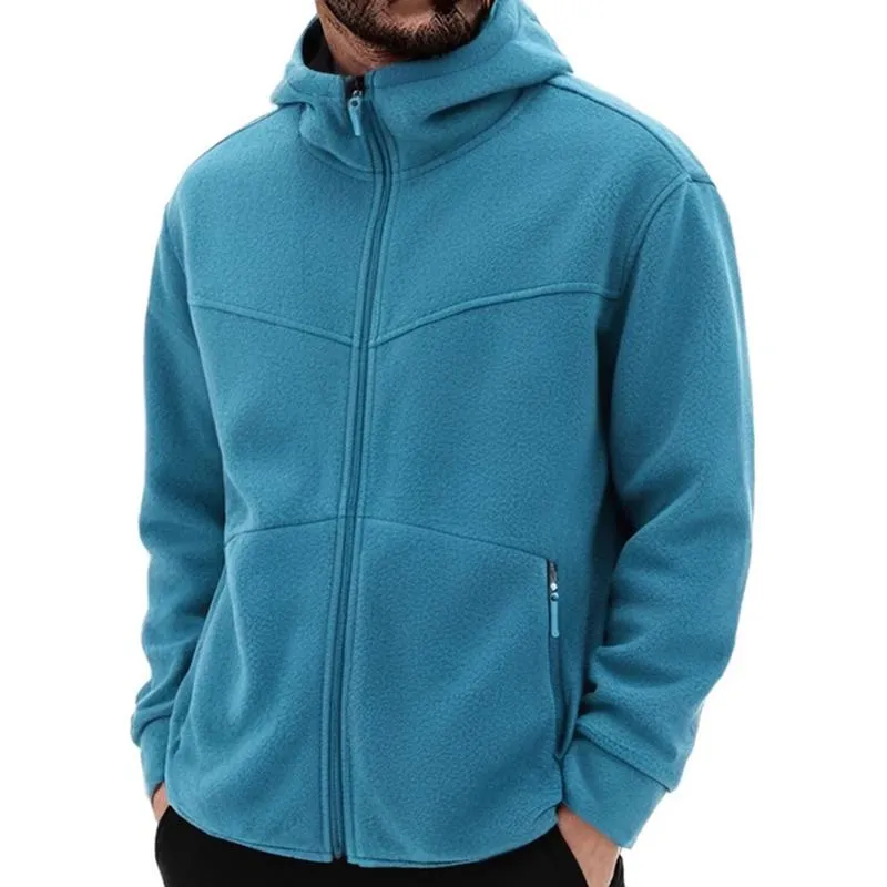 Men's Solid Color Plush Hooded Zipper Casual Jacket 74954595Z sold by Manly product image thumbnail 5