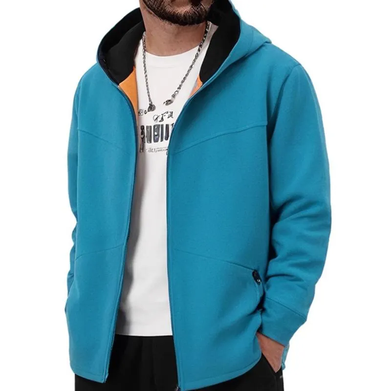 Men's Solid Color Plush Hooded Zipper Casual Jacket 74954595Z sold by Manly product image thumbnail 3