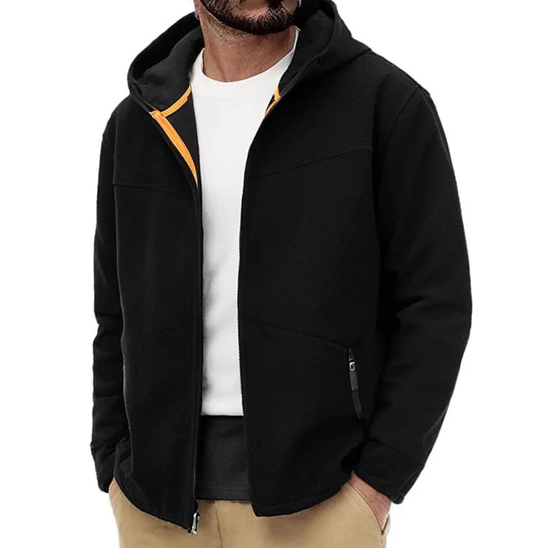 Men's Solid Color Plush Hooded Zipper Casual Jacket 74954595Z sold by Manly product image thumbnail 2