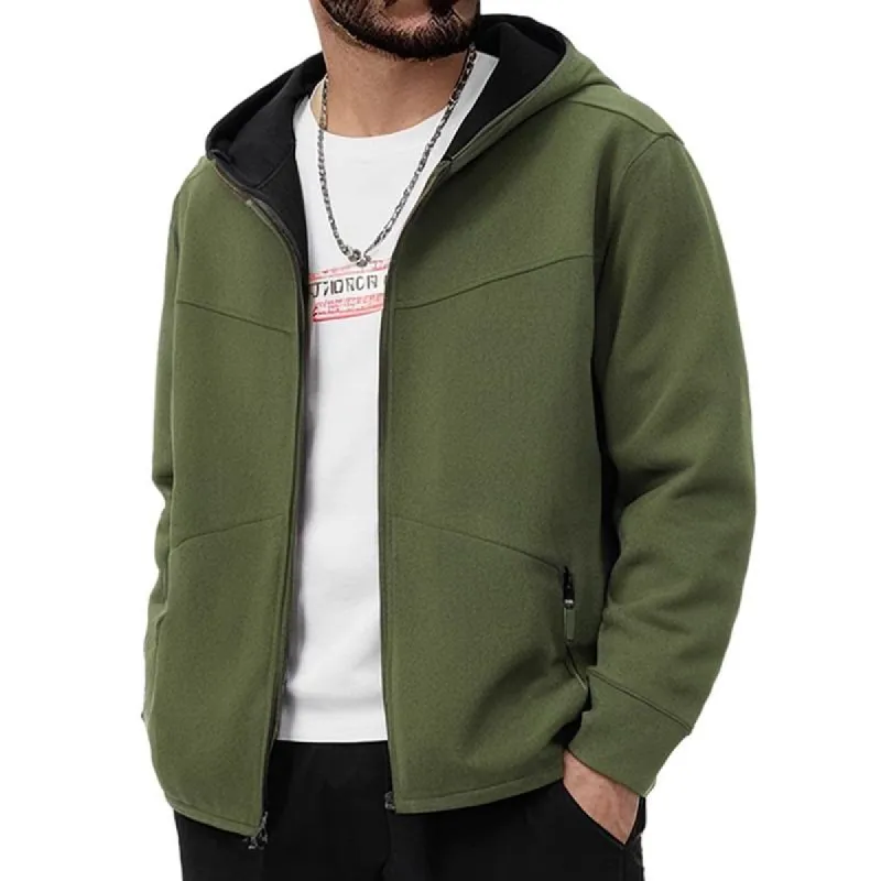 Men's Solid Color Plush Hooded Zipper Casual Jacket 74954595Z sold by Manly