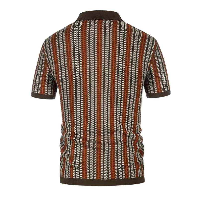 Men's High-end Striped Jacquard Short-sleeved Knitted Polo Shirt 29941888U sold by Manly product image thumbnail 2