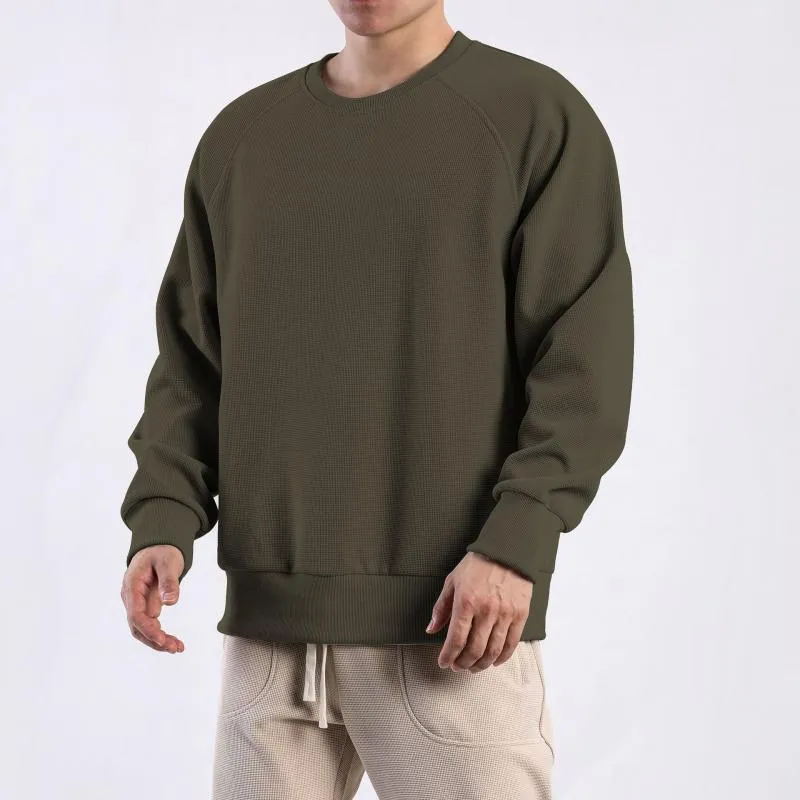 Men's Solid Color Waffle Round Neck Long Sleeve Sweatshirt 83359660Z sold by Manly product image thumbnail 2