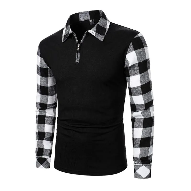 Men's Plaid Contrast Color Casual Long Sleeve Polo Shirt 98775410X sold by Manly product image thumbnail 2
