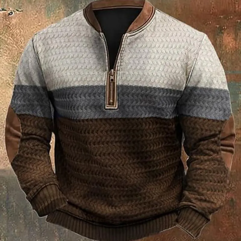 Men's Striped Stand Collar Half Zip Sweatshirt 79386960X sold by Manly product image thumbnail 2