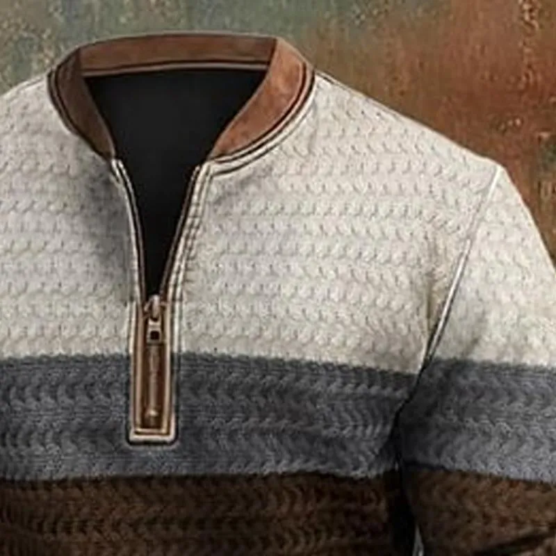 Men's Striped Stand Collar Half Zip Sweatshirt 79386960X sold by Manly product image thumbnail 3