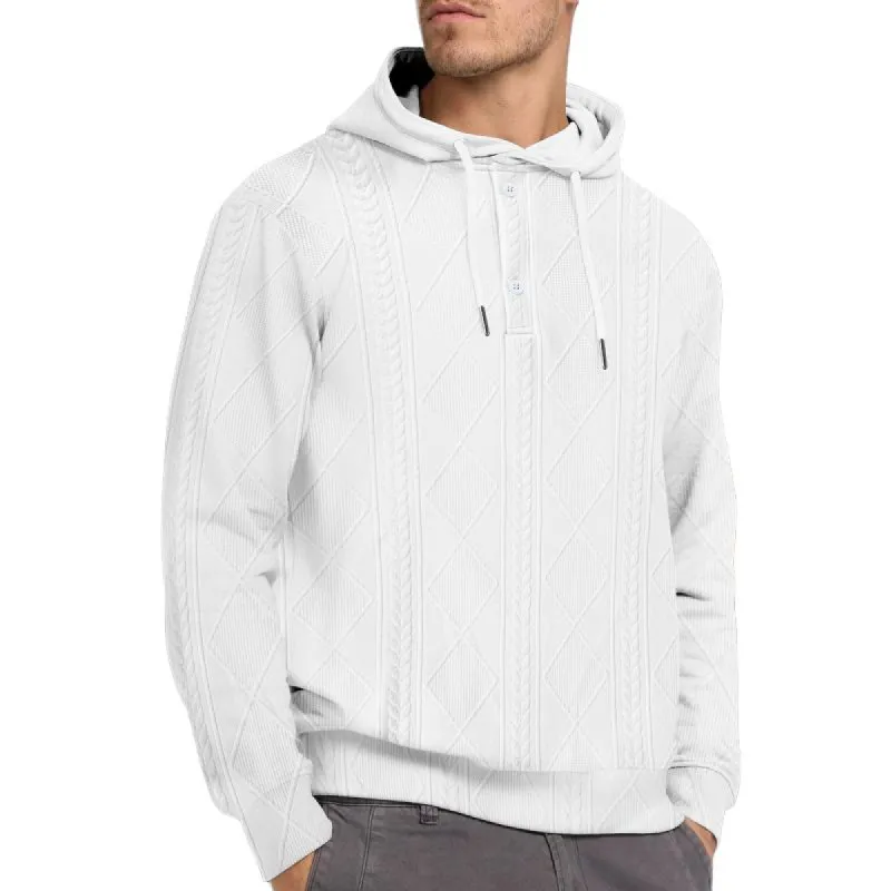 Men's Solid Textured Long Sleeve Casual Hoodie 23758702Z sold by Manly