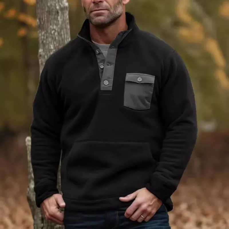 Men's Casual Stand Collar Polar Fleece Kangaroo Pocket Long Sleeve Sweatshirt 03464248M sold by Manly product image thumbnail 4