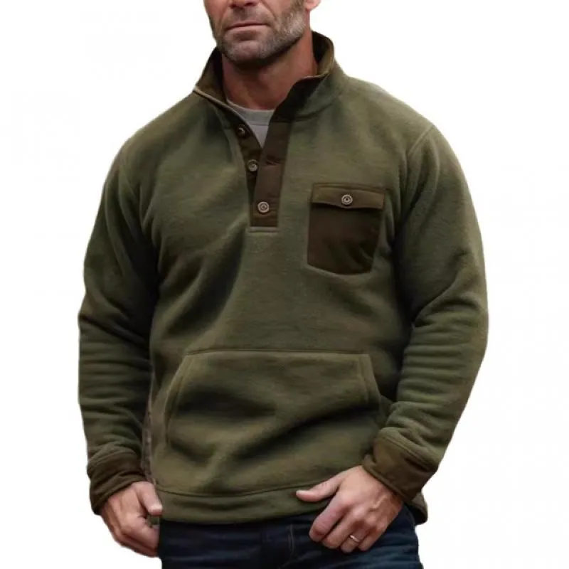 Men's Casual Stand Collar Polar Fleece Kangaroo Pocket Long Sleeve Sweatshirt 03464248M sold by Manly