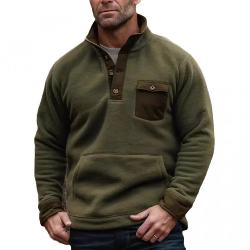 Men's Casual Stand Collar Polar Fleece Kangaroo Pocket Long Sleeve Sweatshirt 03464248M sold by Manly
