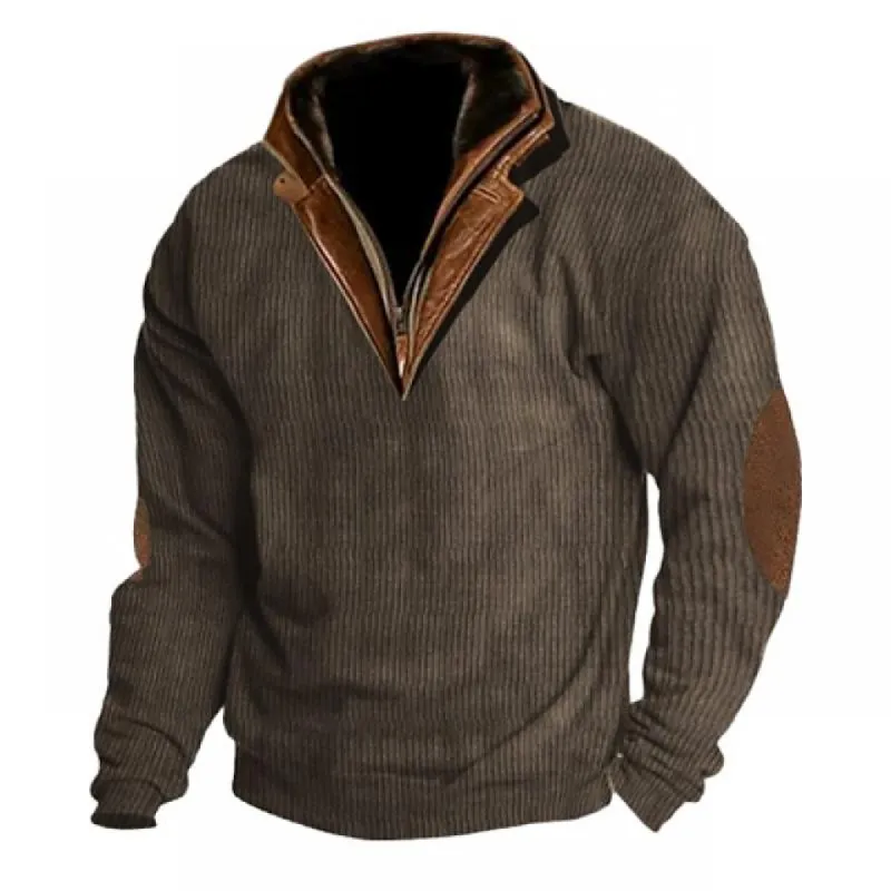 Men's Colorblock Stitching Collar Lapel Sweatshirt 40821330Y sold by Manly