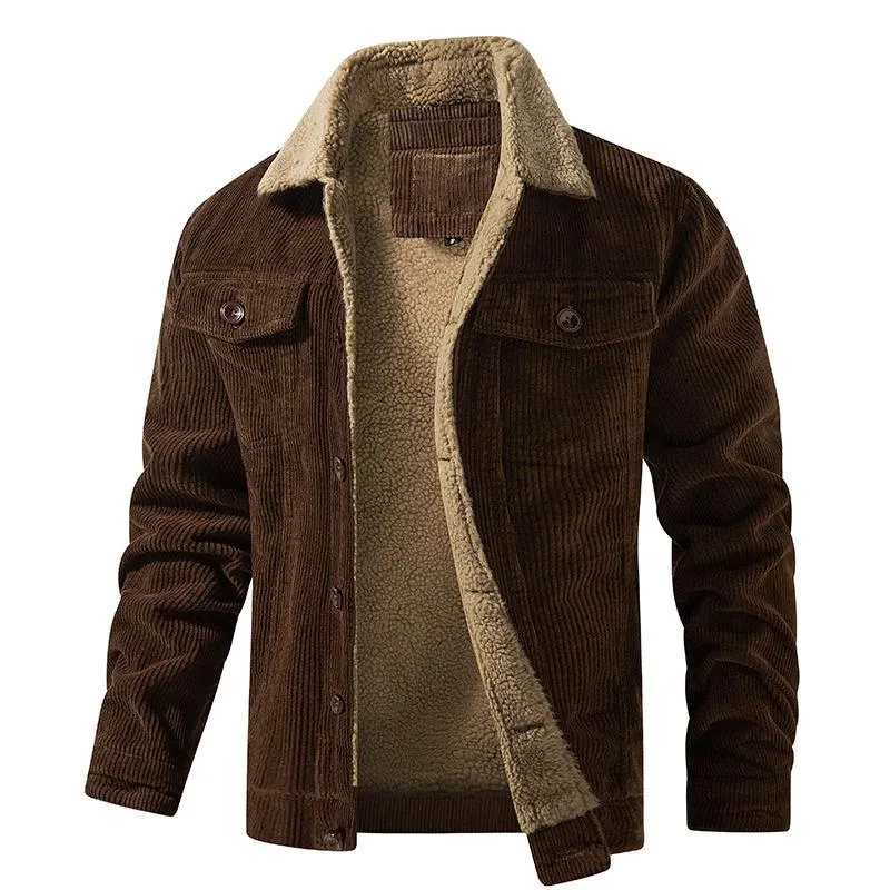 Men's Solid Vintage Plush Collar Corduroy Jacket 67542039Y sold by Manly product image thumbnail 3