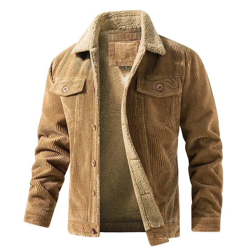 Men's Solid Vintage Plush Collar Corduroy Jacket 67542039Y sold by Manly product image thumbnail 5