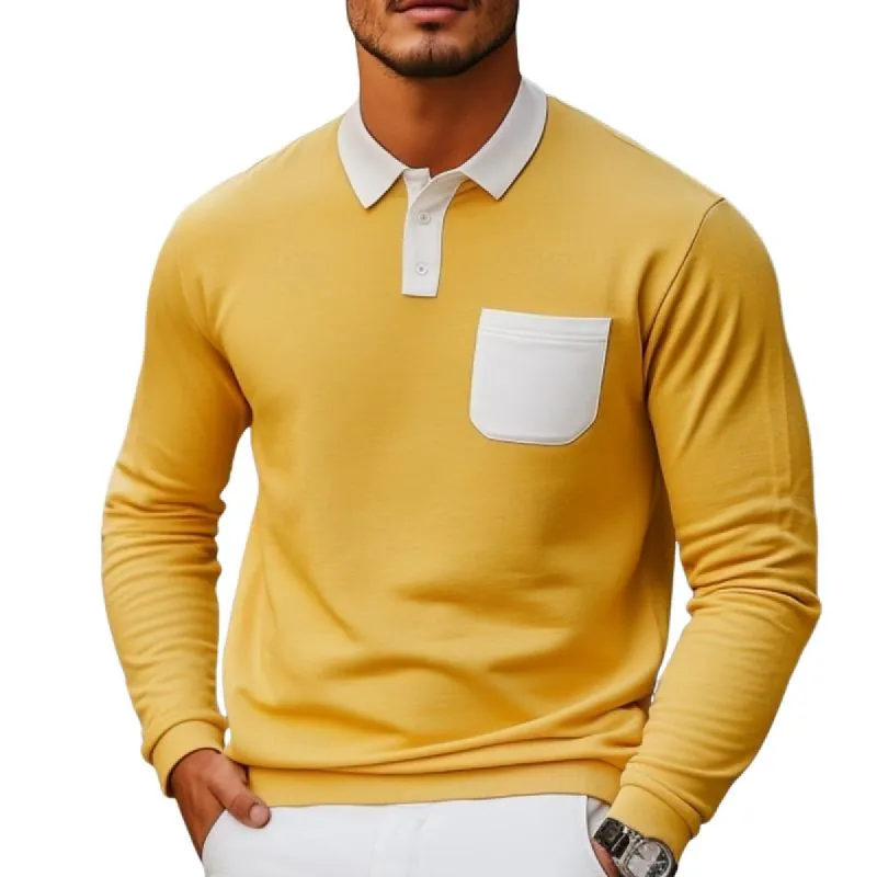 Men's Colorblock Long Sleeve Polo Neck Sweatshirt 88462829Y sold by Manly