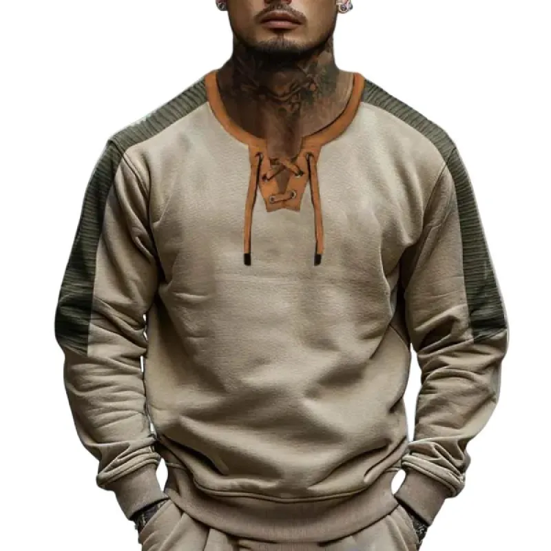 Men's Colorblock Tie Crew Neck Sweatshirt 39253584Y sold by Manly