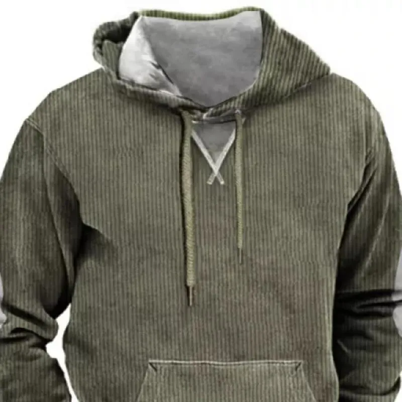 Men's Vintage Corduroy Stitching Hooded Sweatshirt 59888529Y sold by Manly product image thumbnail 2