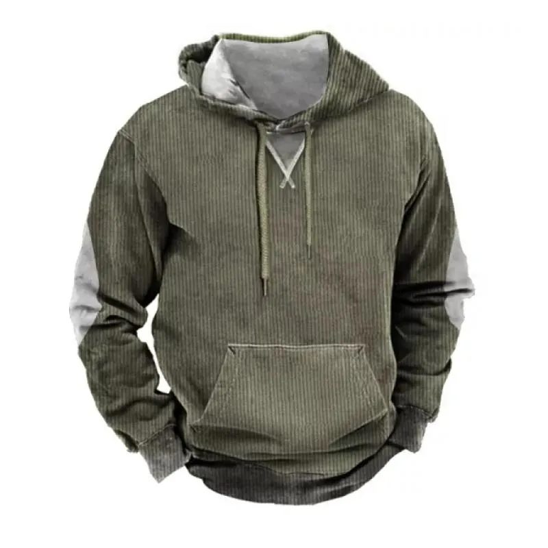 Men's Vintage Corduroy Stitching Hooded Sweatshirt 59888529Y sold by Manly
