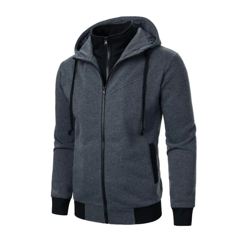 Men's Casual Sports Colorblock Double Zipper Slim Fit Hoodie 71768859M sold by Manly product image thumbnail 4